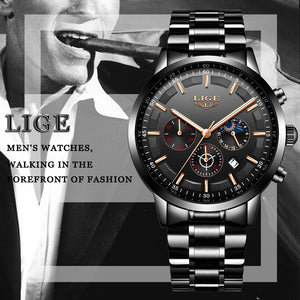 LIGE Fashion Mens Quartz Chronograph - Shop MODERN Menswear